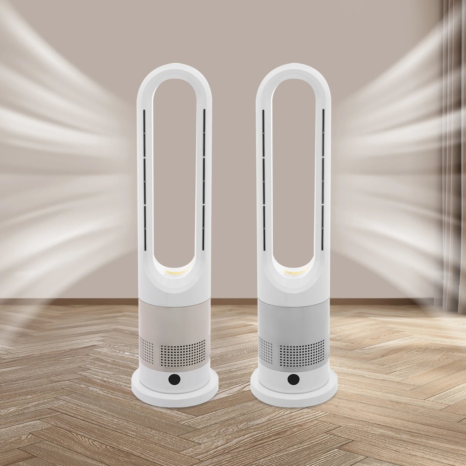 Cooling & Heating Bladeless Fan 220V W/ Timer Remote Control 8 Wind Speed Home Silent  Air Conditioner Heater LED Display