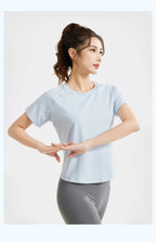 STOUREG Women's Loose Mesh Sports T Shirt Quick Dry Short Sleeve Yoga T Shirt Pilates Running Sports Fitness Short Sleeve
