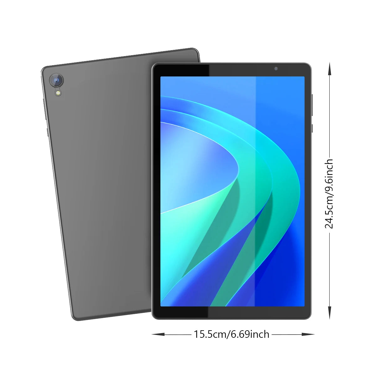 10-inch tablet, Android 14, quad-core processor, 4GB RAM (2GB+2GB expandable), 32GB storage, Wi-Fi, dual cameras, 6000mAh