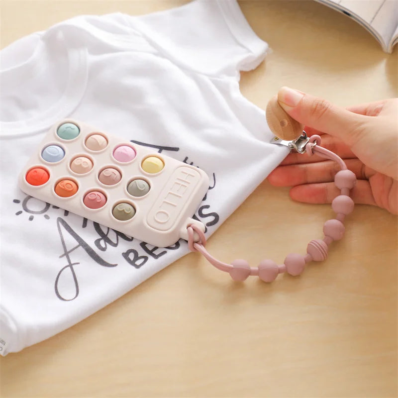 Baby Wooden Bear Phone Teether Toy Telephone Sleeping Pacifier Teething Flip Simulation Phone Toys Early Educational Toy Gifts