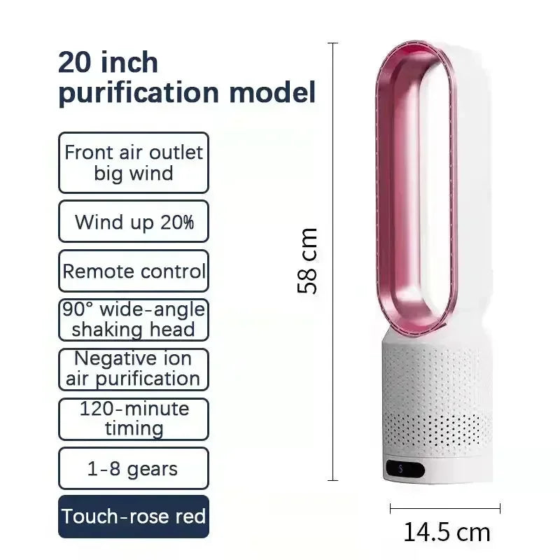 2026 Ultra-Silent Bladeless Fan Air Purification & Circulation Tower Fan for Dormitory Desk Floor Bedroom