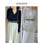 Ladies leather belt; cowhide versatile decoration for suit waist belt; retro simple high-end black ins style denim belt.