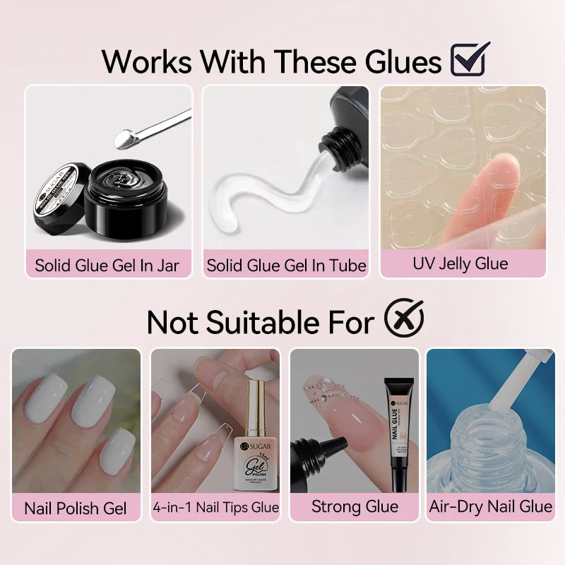UR SUGAR 3PCS False Nails Set With 420Pcs Matte Soft Gel Tips Solid Glue Gel Remover Quick Nail Extension Kit Nail Beauty Starte