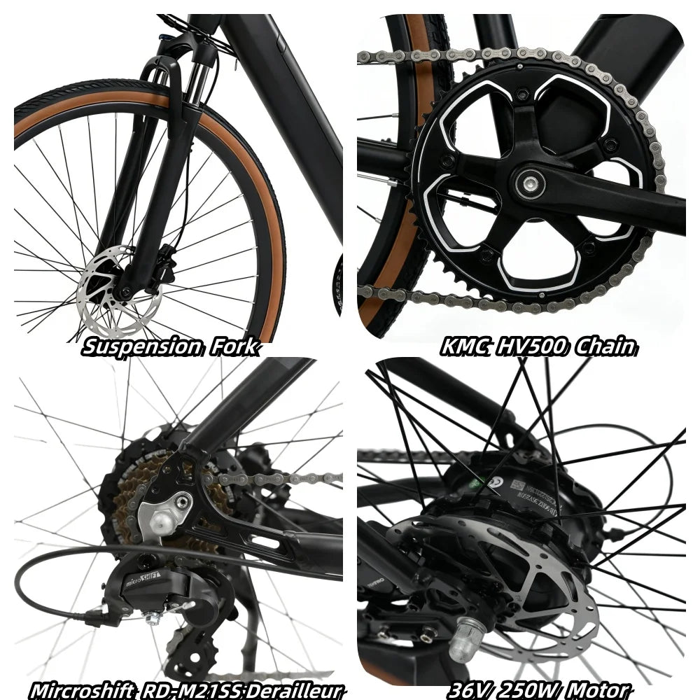 YANGOR 250W Electric Bike, 28" Ultra-Light Frame, Long Range, city & Road Bicycle, Suitable for Both Men and Women E-bike CE EU