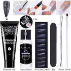 LILYCUTE 15ml Extension Gel Nail Polish Set Quick Nail Prolong With Extend Mold Nail Tips Acrylic Solution Manicure Tools Kit