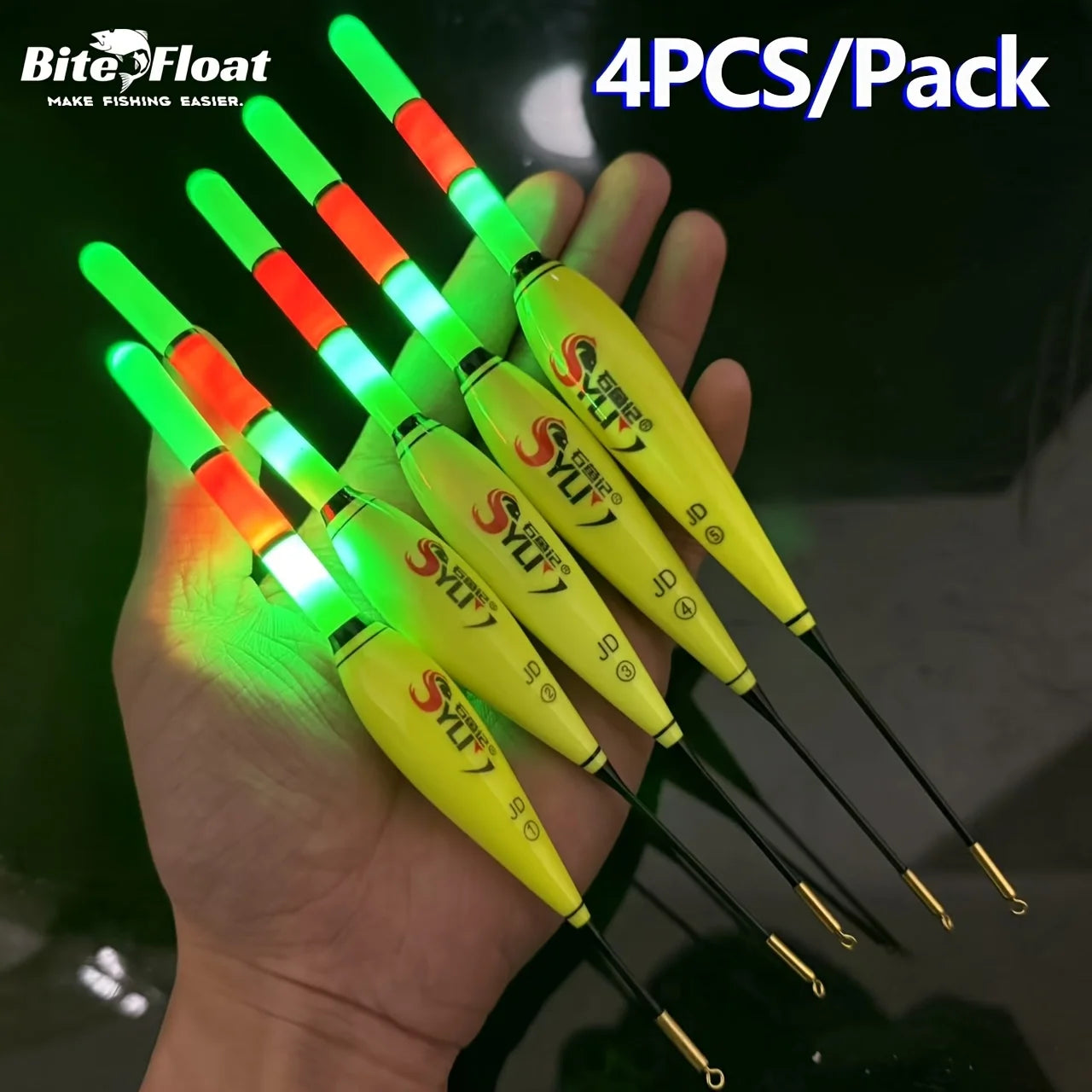 4PCS Fishing Night Float Electronic Luminous Bold Visibility European Carp Fishing Set Luminous Float (Excluding Battery) Main image