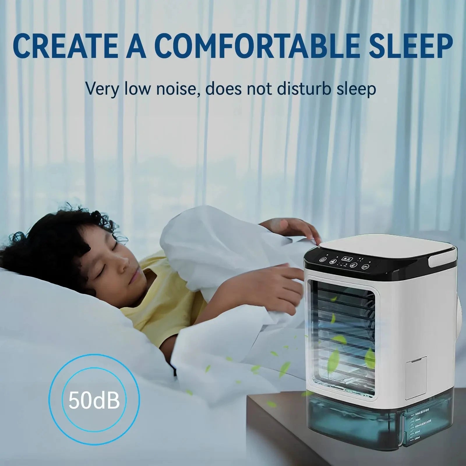 2026  Ultrasonic Mini Air Conditioner 3-Speed Portable Cooler with Colorful Light Humidifier