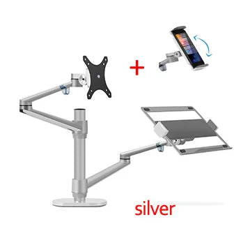 OL-3L aluminum silver Ergonomics 10"-17" desk laptop stand 32" monitor desktop bracket computer mount full motion column bar