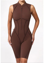 Women's Yoga Jumpsuit Hip Lift Sports Fitness Removable Padding Backless Zipper Leggings One-Piece Running Workout Gym Jumpsuit