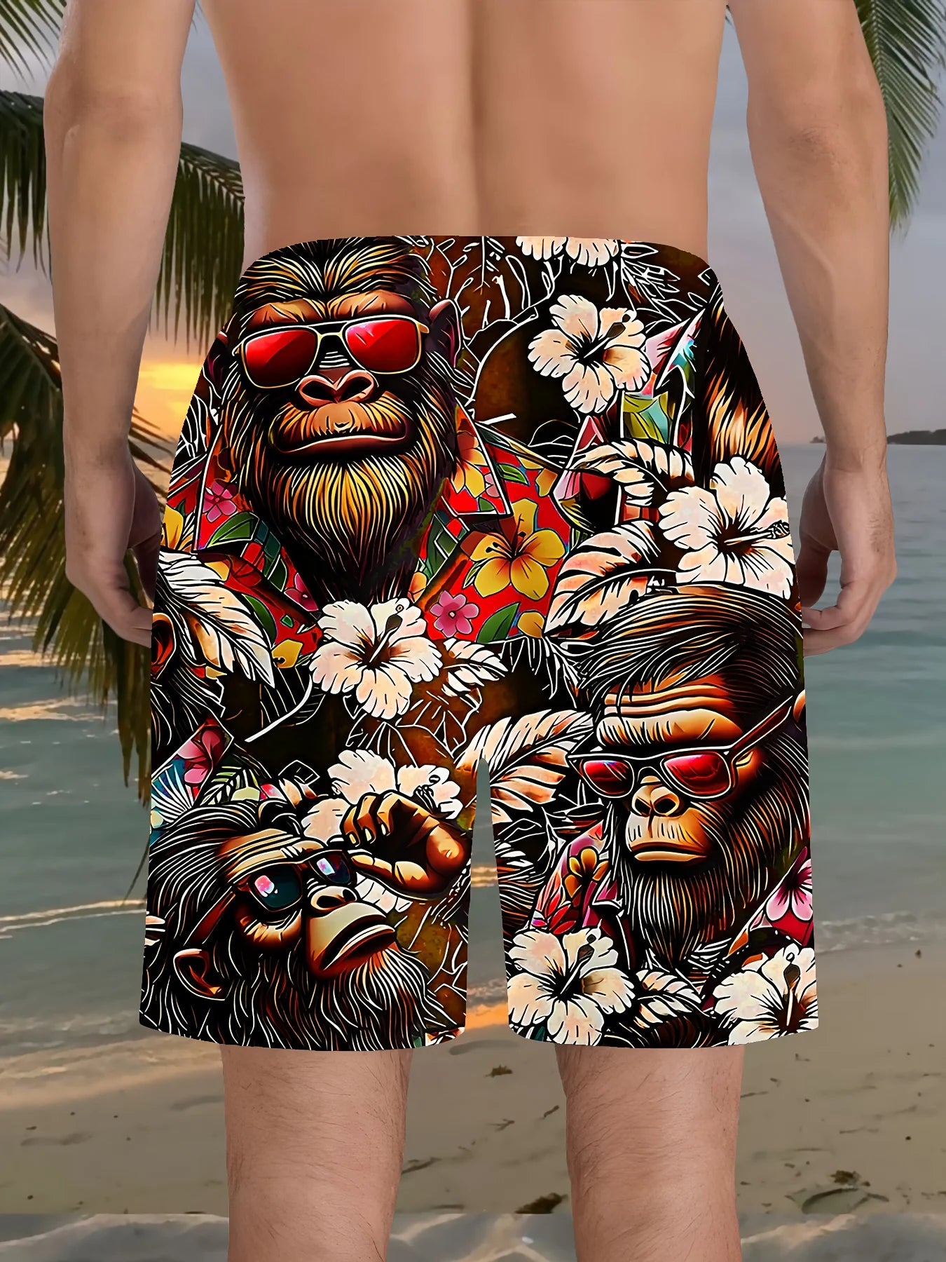 3D Gorilla Print Design Fashion Sexy Waterproof Quick-Dry Sports Men Kid Surfing Vacation Leisure Parent-child Beach Short Pants Secondary image