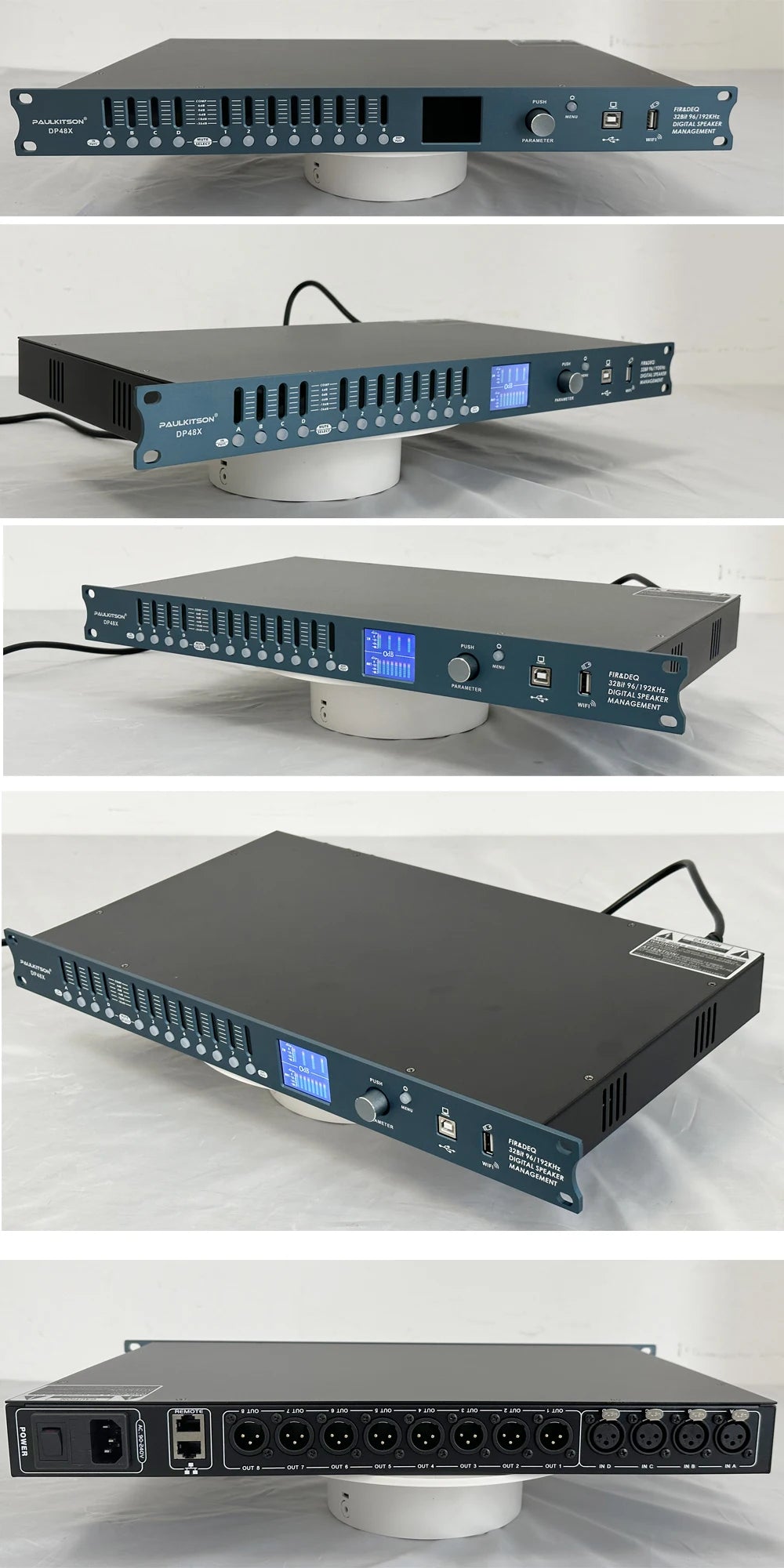 DP48X Professional Digital Audio Processor 4Input 8Output  Drive Rack Procesador With RIR DEQ 192KHZ Speaker Management System