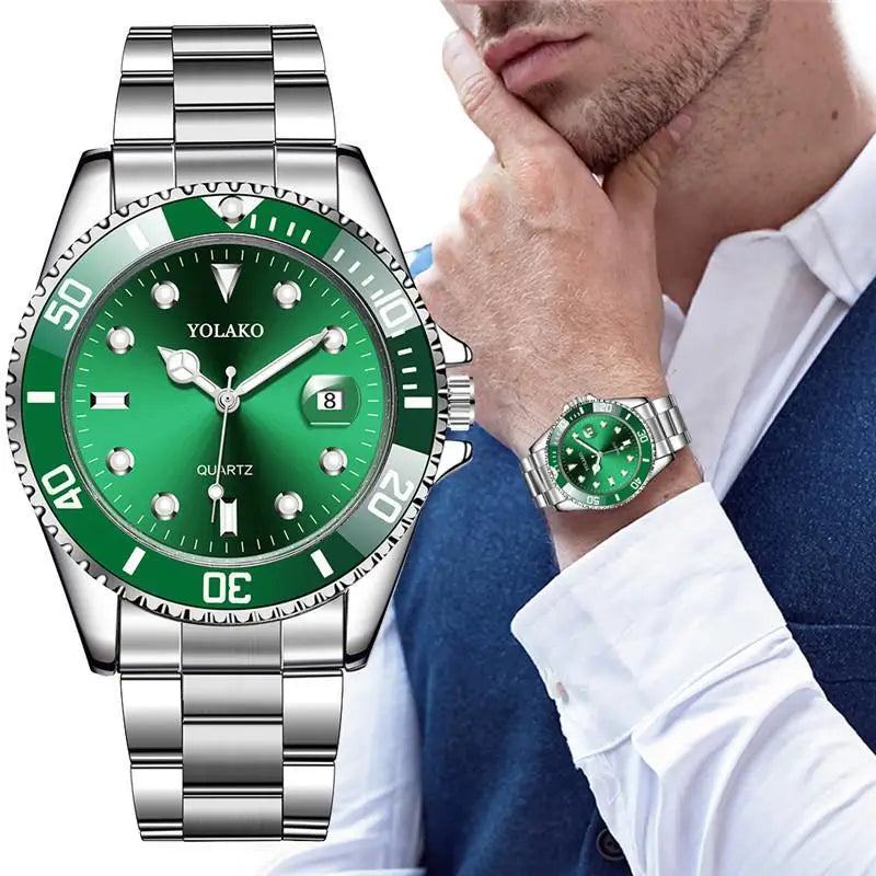 Fashion Watch Casual Clock Montre Homme Business Men Quartz Watch Calendar Green Water Wok Ghost Sport Men Wristwatch