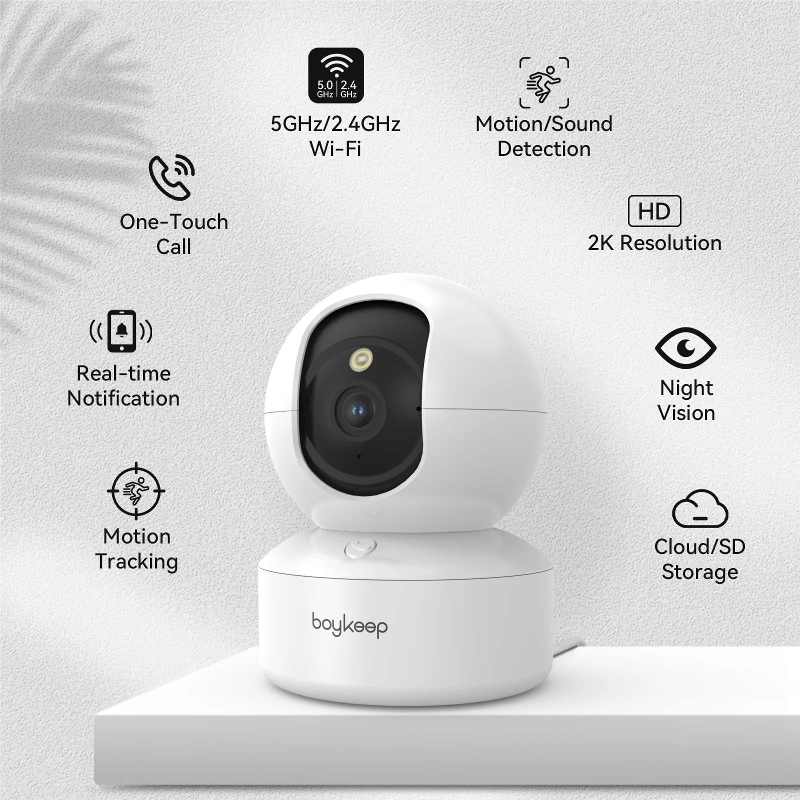 BoyKeep 3MP 5G/2.4GHz WiFi Indoor Home Security IP Smart Baby Monitor Camera Automatic Tracking 24/7 Video Surveillance Camera Secondary image