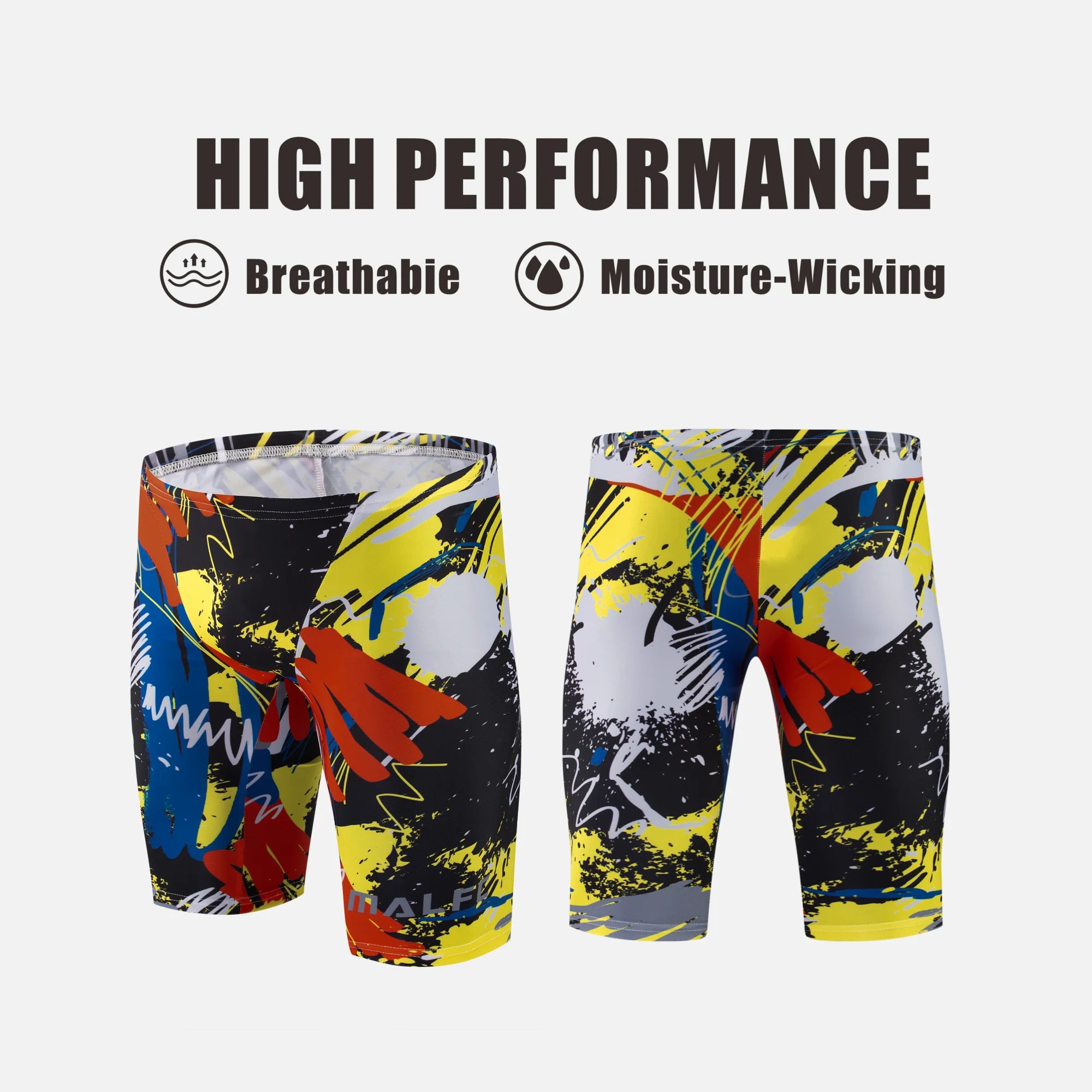 MALFC Summer Men's Swim Jammer Short Training Swimsuit Quick Drying Beach Swimming Trunks Swimwear Sports Tights Surf Shorts