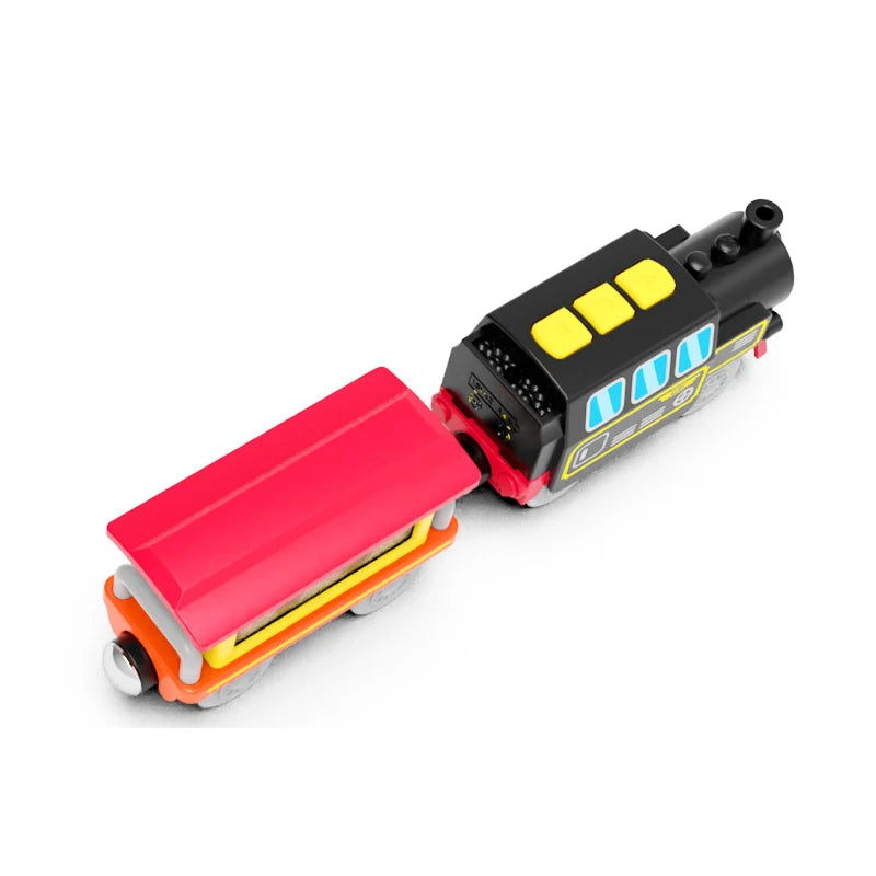 Kids Electric Train Set Locomotive Magnetic Train Car Diecast Slot Toy Fit for Wooden Train Railway Track Toys for Children Gift
