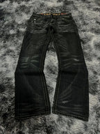 Y2K Black Washed Embroidered High-waisted Oversized Jeans Men European and American Retro Classic Loose Wide-leg Straight Pants