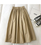 Women Black skirt midi High waist korean style Pleated a line Vintage Clothing 2026 new Summer Casual Fashion Ladies Work Wear
