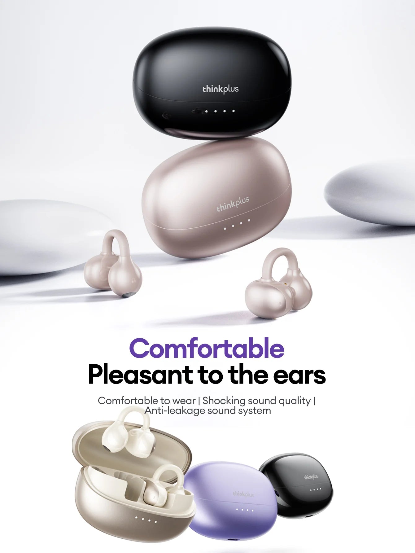 Lenovo LK6 Over Ear Wireless Bluetooth 5.4 Headphones Sound Quality Noise Reduction Ear Clip Earphones Long Endurance Earsets