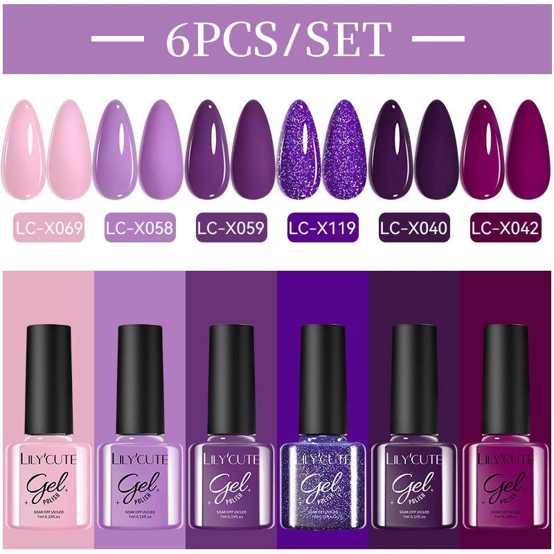 LILYCUTE Nail Gel Polish Set Pink Green Spring DIY Nail Art Design Long Lasting Soak Off UV Gel Manicure Painting Gel Vernis Kit