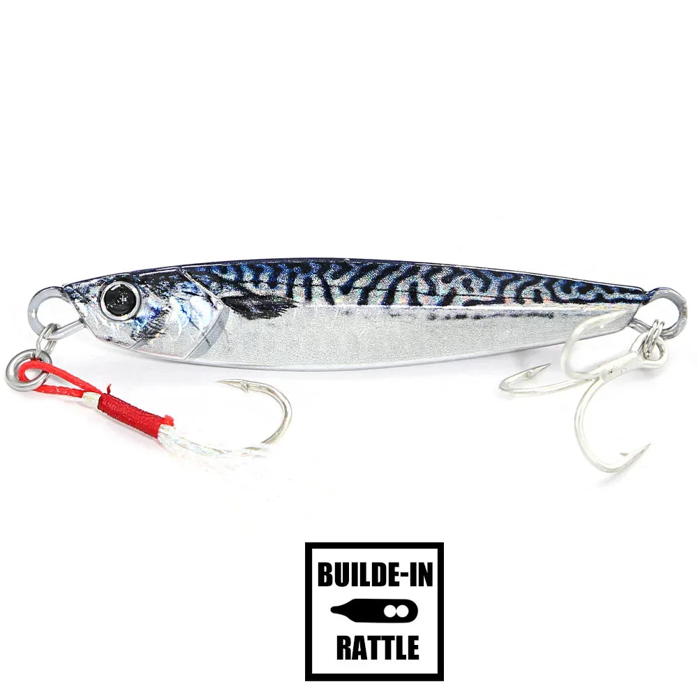 B&U Rattle Jig Sea Fishing Lures Metal Jig 40g 60g 80g Long Casting Lure Spinning Artificial Bait with Hook Spoon Fishing Tackle