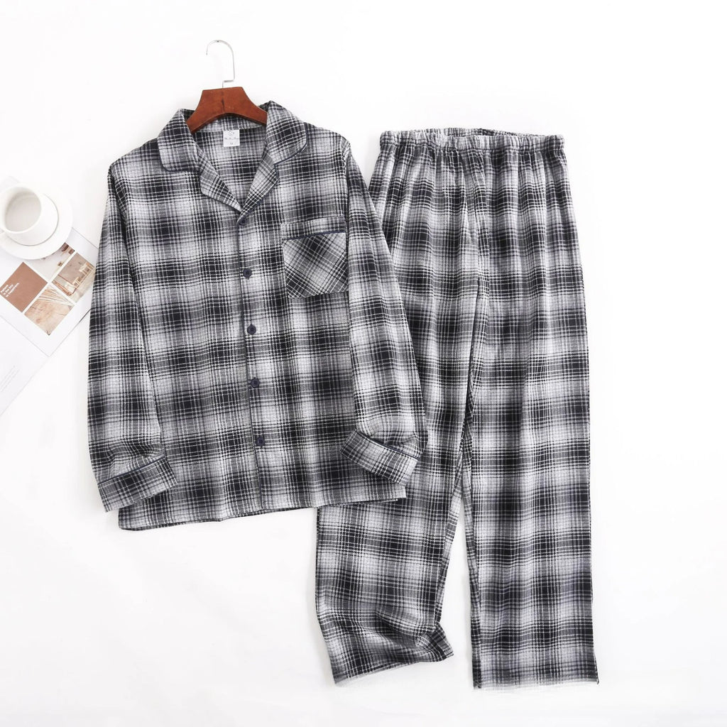 Men's Home Suits Long-sleeved Trousers Suits for Autumn and Winter Pijamas for Men Flannel Plaid Design Pajamas for Men