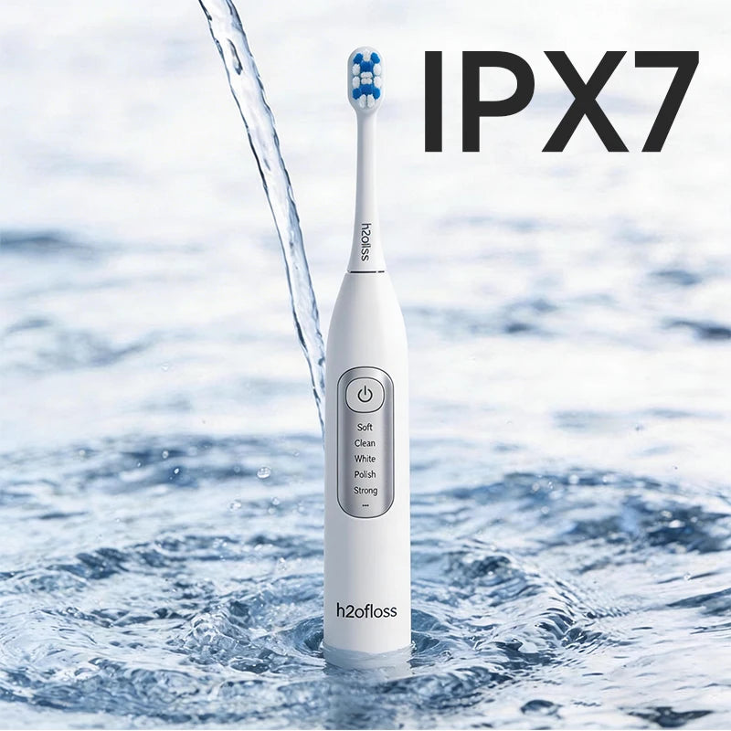 H2ofloss Sonic Electric Toothbrush 38000VPM 5 Modes IPX7 Waterproof 60 Days Battery Smart Timer Rechargeable Whitening Oral Care