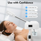 Professional Face Steamer Nano-Ion Ozone Hot Mist Hot Mist with LCD Screen Adjustable Height for Salon Home Spa Aging Reduction