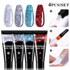 LILYCUTE 15ml Extension Gel Nail Polish Set Quick Nail Prolong With Extend Mold Nail Tips Acrylic Solution Manicure Tools Kit