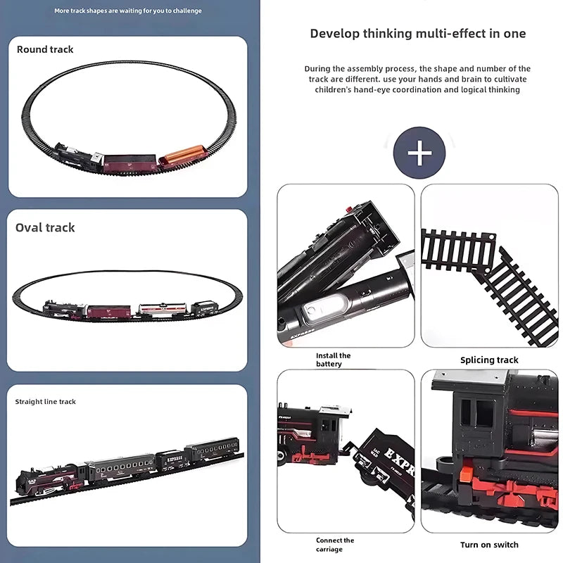 Classical Railway Freight Train Toy Electric Train Track Set with Light Tracks Model Toys for Kids Gift Children Adult Toy Secondary image