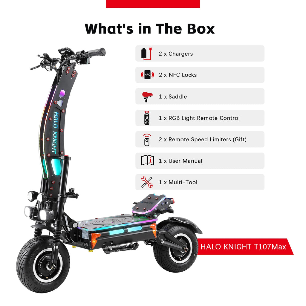 HALO KNIGHT T107Max 72V 8000W Adult Electric Scooter Fast 120km/h Electrical Scooter Powerful Dual Motors Escooter Top E-scooter