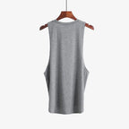 Grey Men's Sleeveless Tank Top Fitness Clothing Sportswear Gym Stringer Bodybuilding Undershirt Fashion Vest for Men