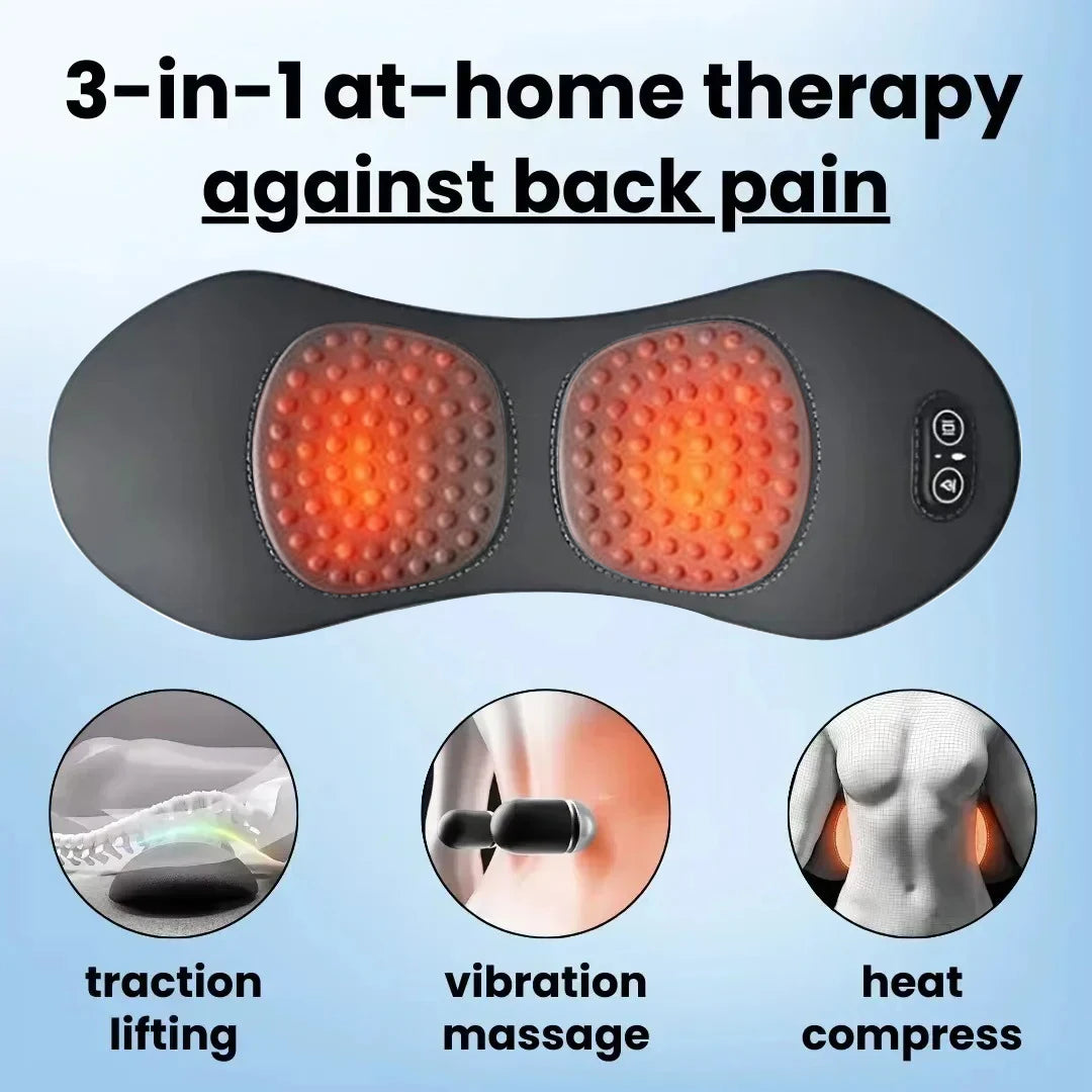 NEW 3-in-1 Back Massager with Relief Bed Sleeping Shiatsu Deep Tissue Portable Shoulder Lower Back Pain Relief Waist Massager Main image