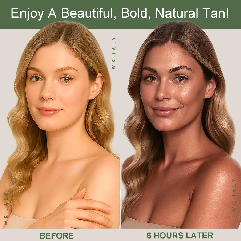 WK JALY Dark Self Tan Drops, Natural Self Tanner, Face & Body Glow with DHA, Carrot Oil, Aloe, Buildable, Streak Free Tan, Vegan