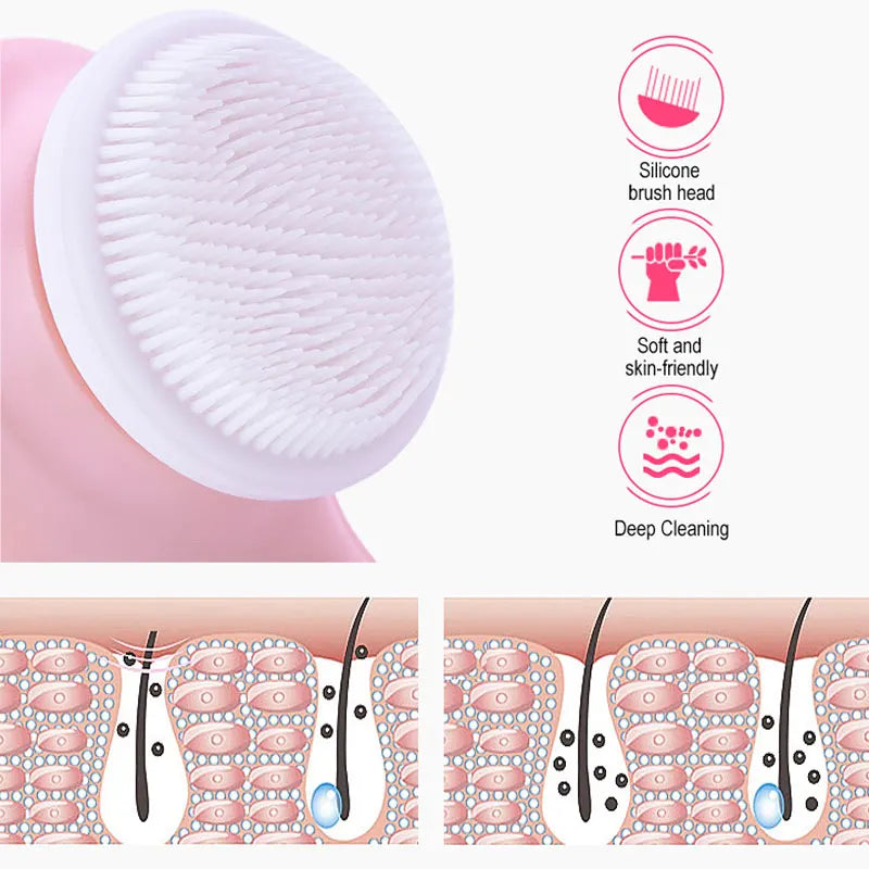 3 IN 1 Electric Facial Cleaner Face Cleansing Brush Wash Machine Spa Skin Care Massager Blackhead Cleaning Charging Secondary image