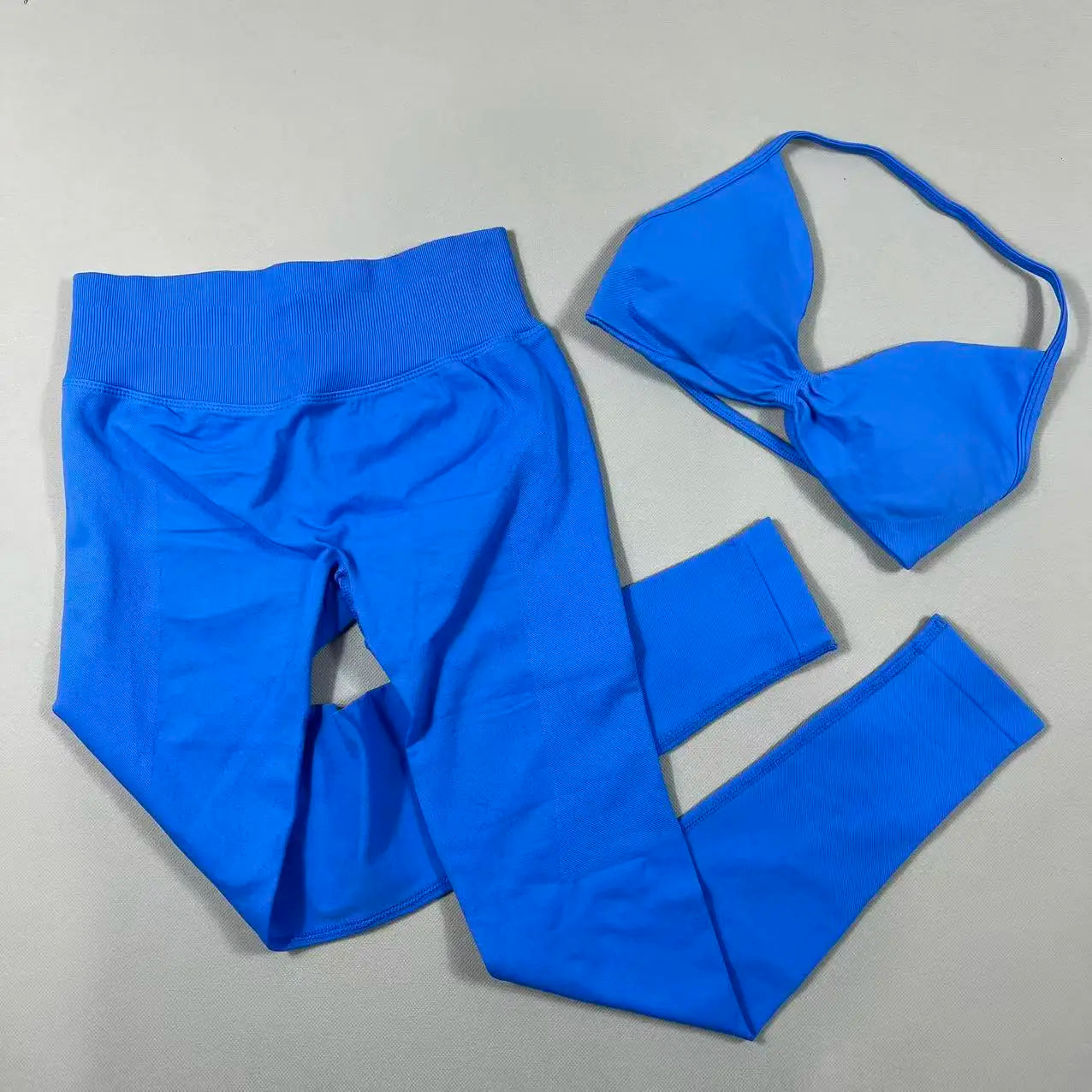 UETEEY Set For Woman Strappy Yoga Bra Sports Top Workout Leggings Set Seamless Gym Set Fitness Clothes Outfit Activewear
