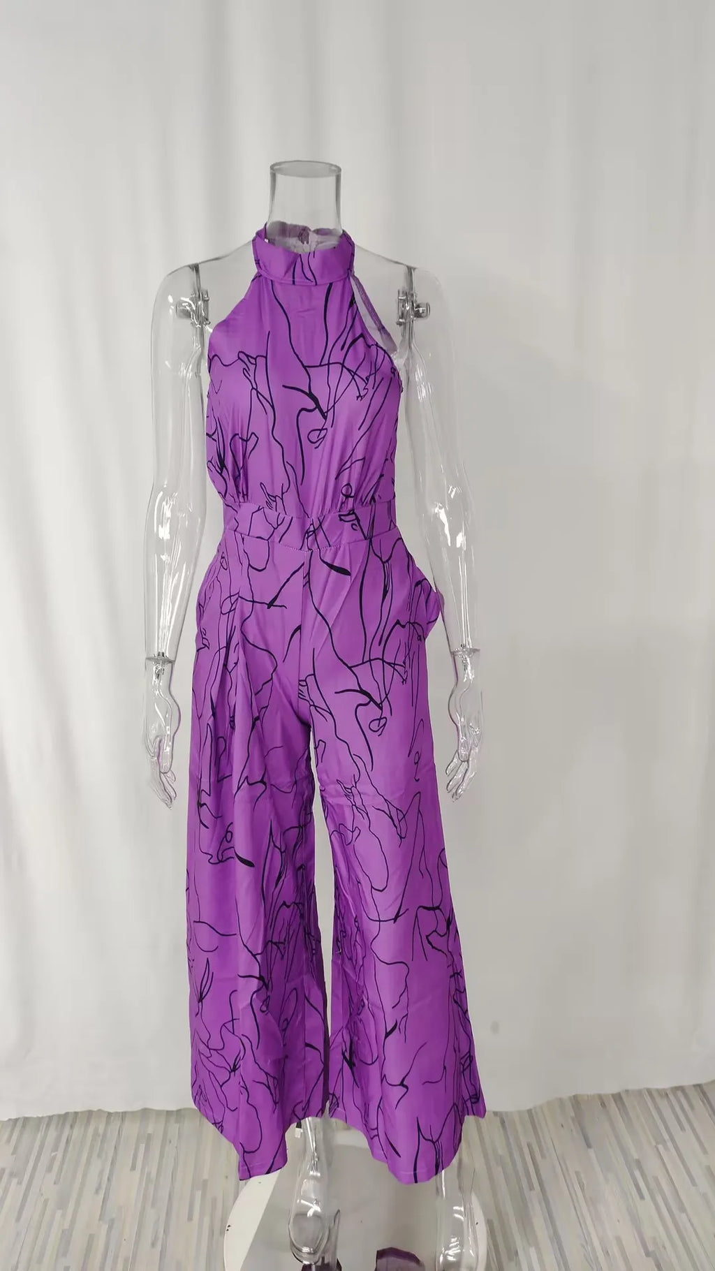 Sexy Sleeveless Jumpsuit Office Lady Spring Summer Fashion Casual Off Shoulder Print Jumpsuits For Women 2024 One Piece Rompers