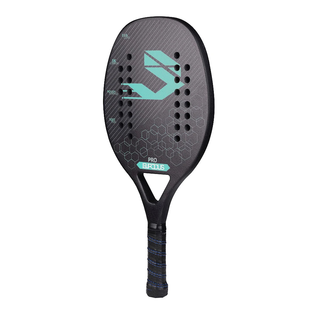 Full Carbon 3K Fiber Beach Tennis Racket Rough Surface Professional Racquet for Men and Women with Protective Bag Cover