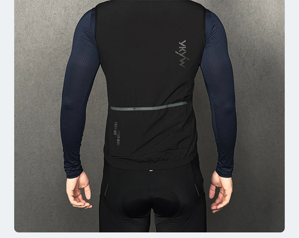 YKYWBIKE Men Cycling Gelit Thermal Fleece Bicycle Windbreaker Sleeveless Bike Vest Windproof Waterproof Cycling