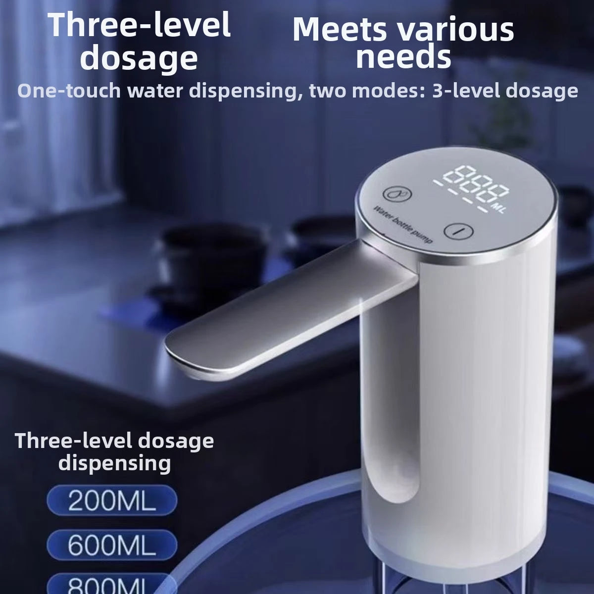 Electric Water Dispenser Foldable Automatic Water Pump Bottle With LED Display USB Charging Household Barreled Water Dispenser