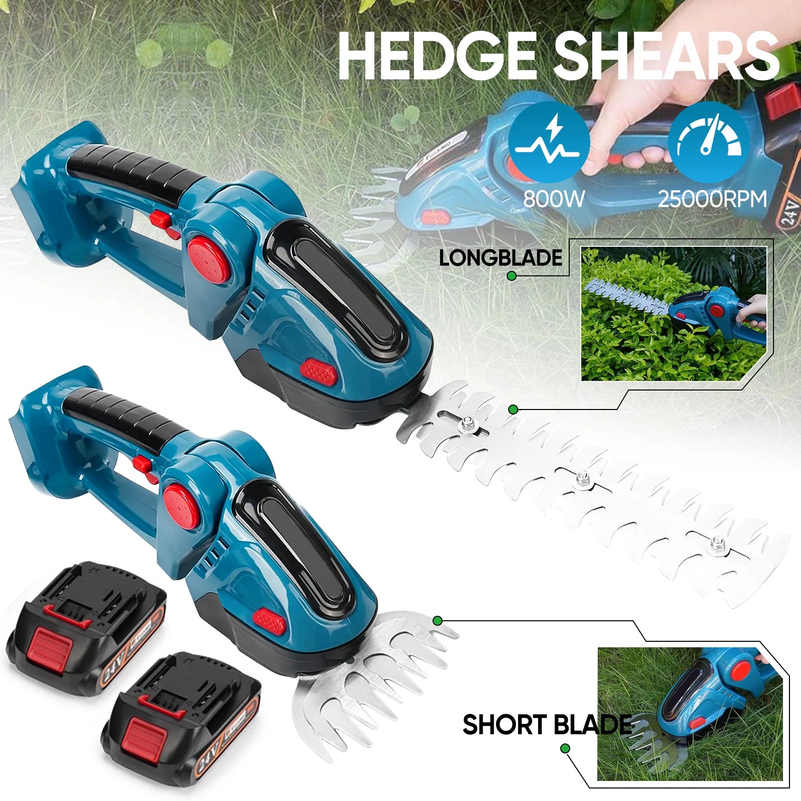 Cordless Electric Hedge Trimmer 2 in 1 Household Lawn Mower Garden Trimming Power Tools For Makita Battery Scissors Pruning Saw Main image