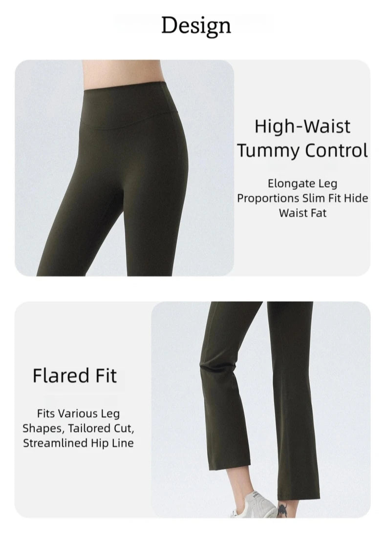 DRUR Women's High Waisted Capri 3/4 Length Yoga Leggings With Tummy Control Flare Pants for Gym Running Dance Clothes Summer New
