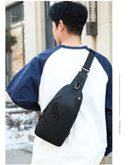 Men Bag Fashion New Solid Color Men Chest Bag Outdoor Casual Fashion One Shoulder Crossbody Bag Nylon USB Charging Shoulder Bags