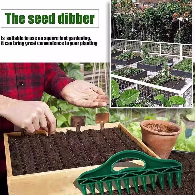 Hand Dibbler 12-Hole Fast Seeding Seed-in Soil Digger and Soil Spacer Planting Aids for Efficient Gardening Garden Seeder Tool Main image