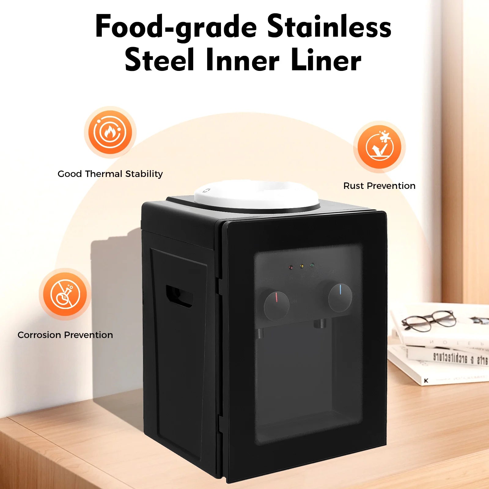 550W Portable Electric Hot and Cold Water Dispenser with Food-Grade Stainless Steel Inner Liner for Multiple Buckets
