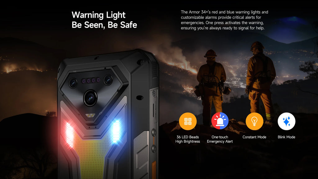 Ulefone Armor 34+ 25500mAh Rugged Phone 5G AI Smartphone Android 15 Up to 32GB+512GB 64MP Night Camera 6.95" 120Hz Display NFC