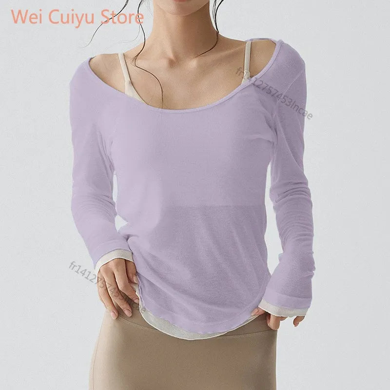 Women's Long Sleeve Sports Shirt Yoga Wear Fitness T-Shirt Quick-dry Running T-shirt Workout Top Female Gym Shirt Clothing