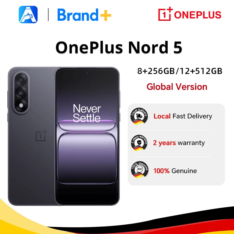 Global version samrtphone OnePlus Nord 5 5G 8GB+256GB 12GB+512GB Snapdragon 8s Gen 3 Android 15 6800 mAh 80W Wi-Fi 6  NFC Main image