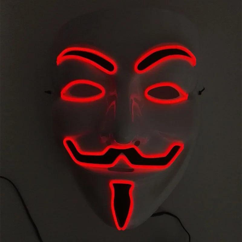 V For Vendetta Mask Cosplay Guy Fawkes Hacker Glowing Mask For Halloween Carnival  Decor Props