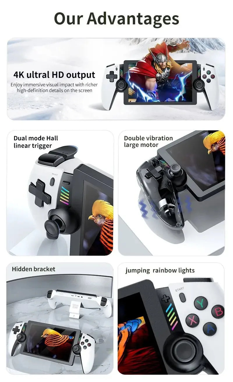 M28 Retro Handheld Video Game Console, 7.1-inch screen, 30+ emulators for PS2/PS1/PSP, 3D dual analog sticks [God of War Classic