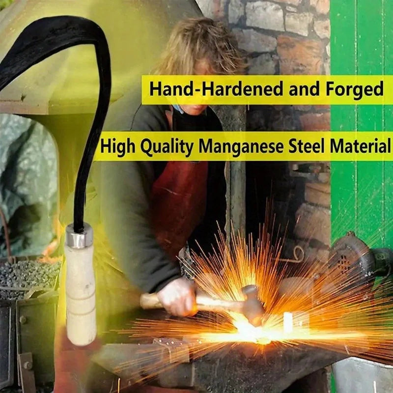 1pc, Wooden Handle Crooked Hoe, Multifunctional Garden Digger, Metal & Wooden Garden Tool, Seedling Hoe for Home Gardening